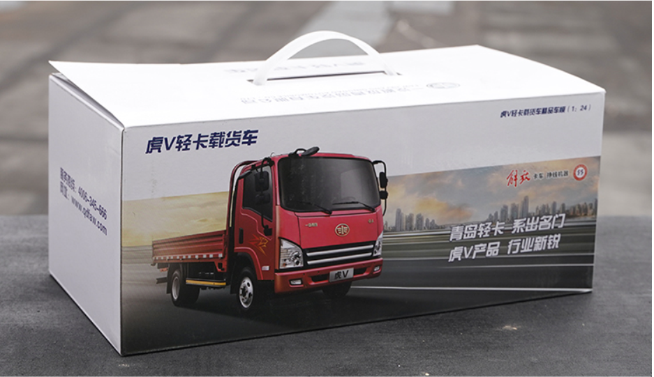 Original factory 1:24 Jiefang FAW Tiger V light truck model Hu V diecast cabinet flat truck model for gift, collection