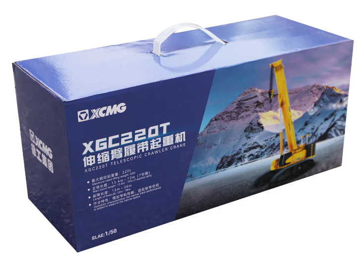 Original factory 1:50 XCMG XGC220T diecast telescopic boom crawler crane model alloy engineering hoist model