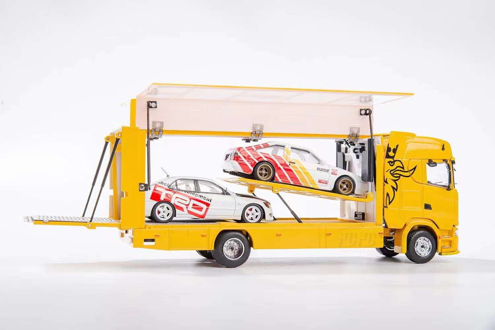 Gcd yellow 1:64 Scania Euroji transparent car models alloy transport vehicle truck models for decoration, gift Gcd yellow 1:64 Scania Euroji transparent car models alloy transport vehicle truck models for decoration, gift