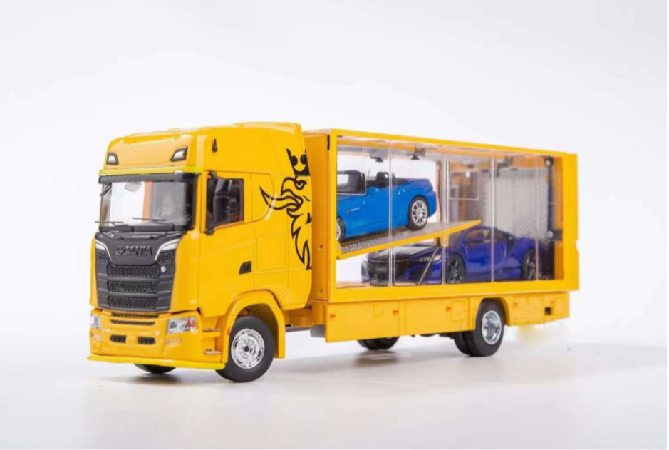 Gcd yellow 1:64 Scania Euroji transparent car models alloy transport vehicle truck models for decoration, gift Gcd yellow 1:64 Scania Euroji transparent car models alloy transport vehicle truck models for decoration, gift