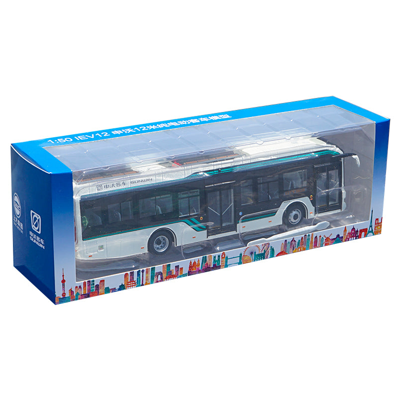 1:50 Shanghai Sunwin Shenwo 9 Series IEV12 pure electric bus model with small gift 1:50 Shanghai Sunwin Shenwo 9 Series IEV12 pure electric bus model with small gift