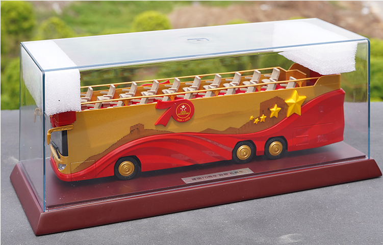 Original factory 1:42 Foton AUV 70th aniversary Concierge Car Double Decker Sight bus model for gift Original factory 1:42 Foton AUV 70th aniversary Concierge Car Double Decker Sight bus model for gift