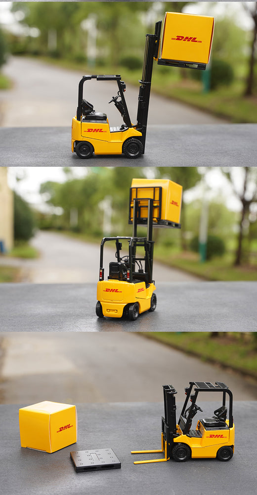 Original factory 1:24 Lizhiyou DHL forklift LINFOX warehouse logistics supply chain Diecast forklift truck model for toy, collection Original factory 1:24 Lizhiyou DHL forklift LINFOX warehouse logistics supply chain Diecast forklift truck model for toy, collection