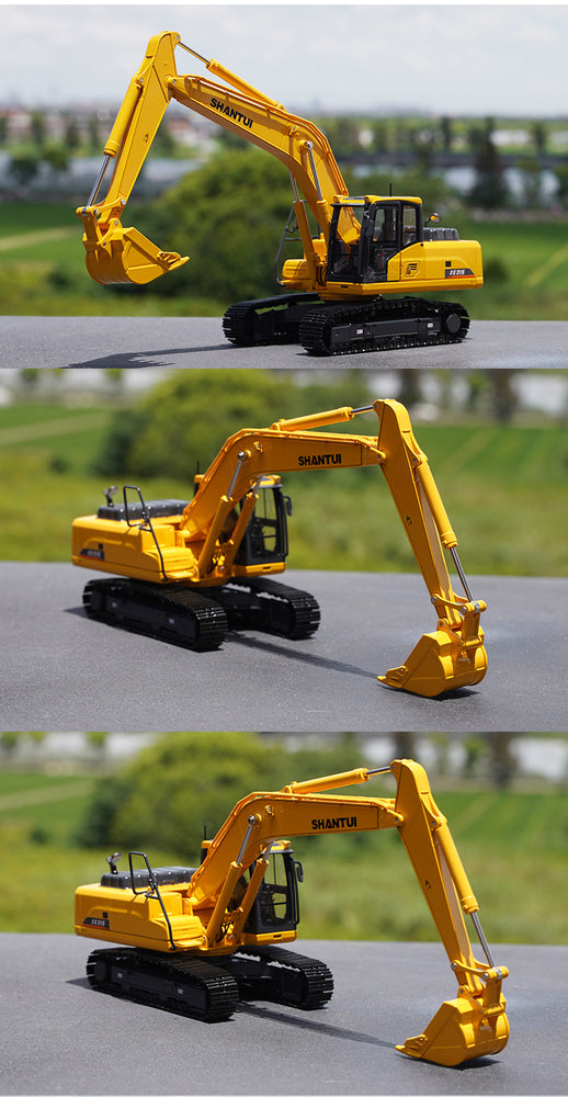 Original factory 1:35 SHANTUI SE215 Diecast excavator alloy engineering car simulation bulldozer model for gift, toys