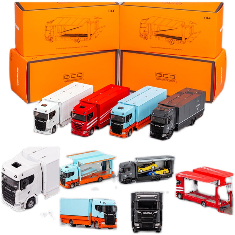 1:64 GCD Scania S730 double decker transporter trailer model, diecast container heavy truck alloy model 1:64 GCD Scania S730 double decker transporter trailer model, diecast container heavy truck alloy model