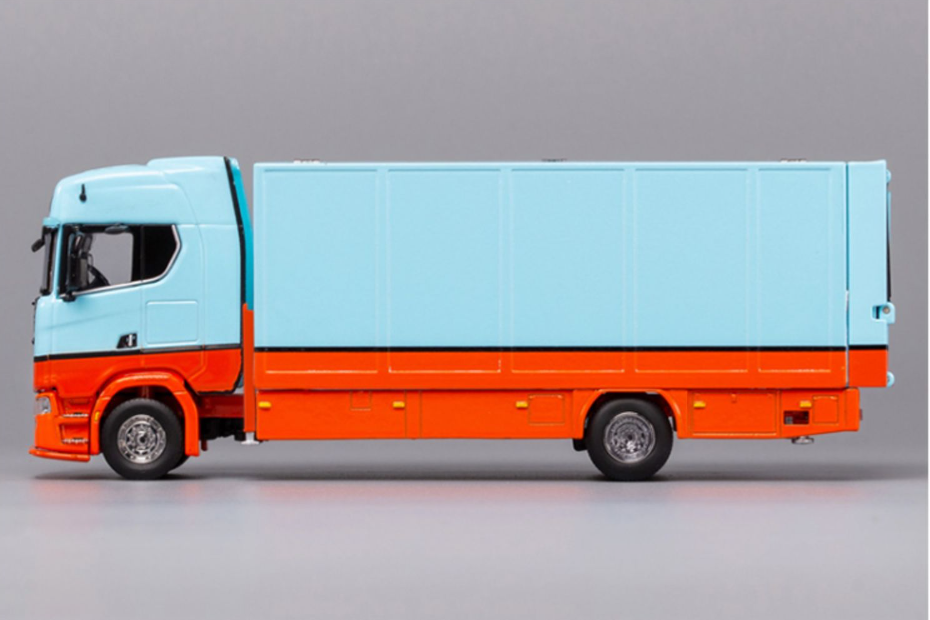 1:64 GCD Scania S730 double decker transporter trailer model, diecast container heavy truck alloy model