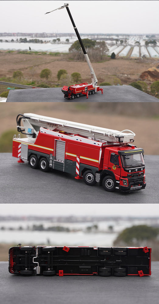 Original factory 1:50 Volvo lift high jet three-phase jet fire truck simulation alloy model China fire rescue gift Original factory 1:50 Volvo lift high jet three-phase jet fire truck simulation alloy model China fire rescue gift