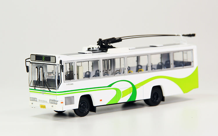 White 1:76 SK5105GP NO.8 Die-Cast Shanghai Trolley Bus Model White 1:76 SK5105GP NO.8 Die-Cast Shanghai Trolley Bus Model