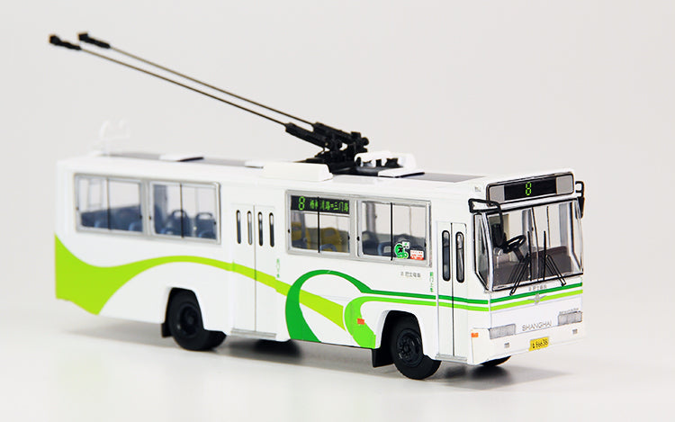 White 1:76 SK5105GP NO.8 Die-Cast Shanghai Trolley Bus Model White 1:76 SK5105GP NO.8 Die-Cast Shanghai Trolley Bus Model