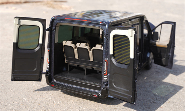1:18 Scale Ford Transit T8 Business Van Diecast MPV Car Model – Alloy MPV Replica with Full Opening Doors, Steering, Suspension & Interior Details