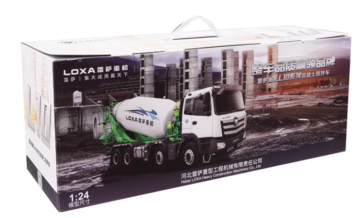 Authentic 1:24 Scale Foton Auman EST LOXA L10 8*4 Diecast Concrete Mixer Truck for Christmas gift,collection