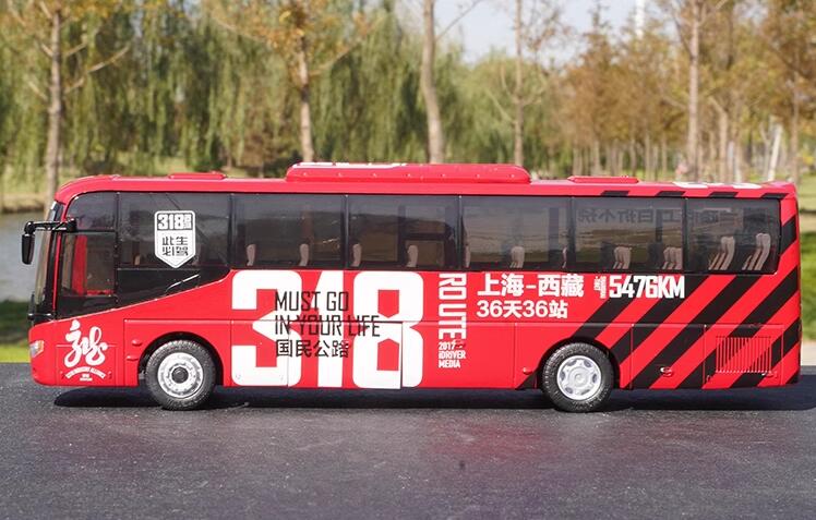 Original factory 1:43 Zhongtong 318 Sichuan-Tibet tour painting bus model Shixuan alloy simulation bus model