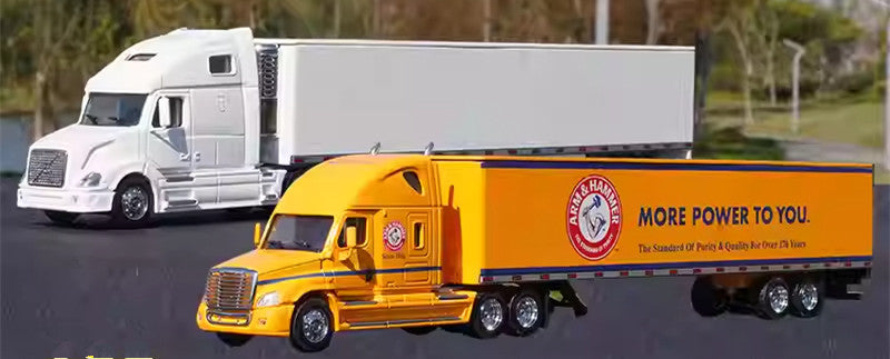 1:64 Volvo Freightliner American-Style Long Nose Container Truck | Diecast Alloy Model with Detachable Trailer
