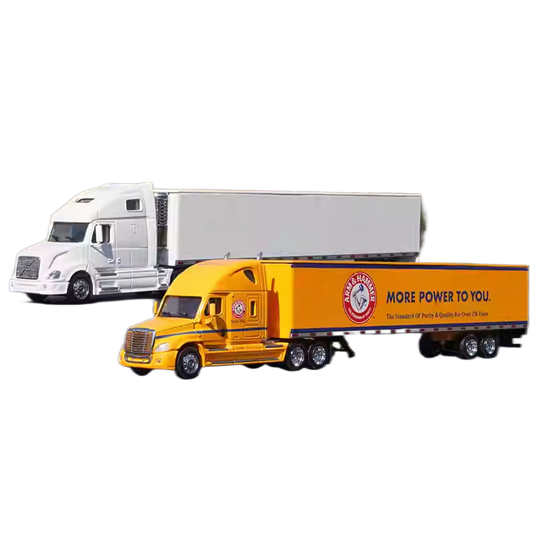 1:64 Volvo Freightliner American-Style Long Nose Container Truck | Diecast Alloy Model with Detachable Trailer