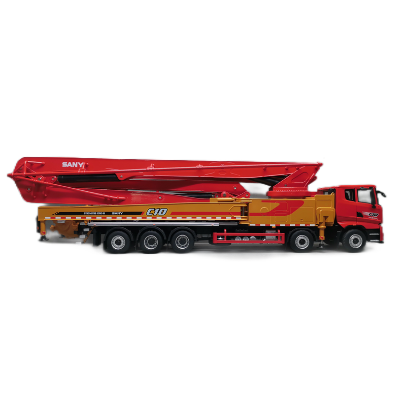 Original factory 1:35 SANY 5 Bridge 670C10 Diecast Pump truck model Alloy Engineering Mounted concrete mixer pump for gift