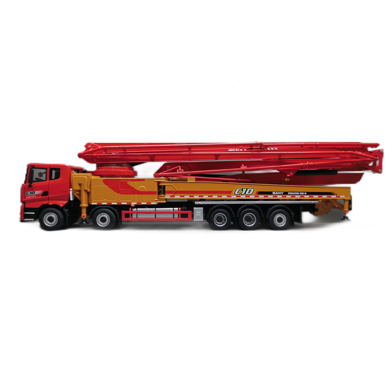 Original factory 1:35 SANY 5 Bridge 670C10 Diecast Pump truck model Alloy Engineering Mounted concrete mixer pump for gift