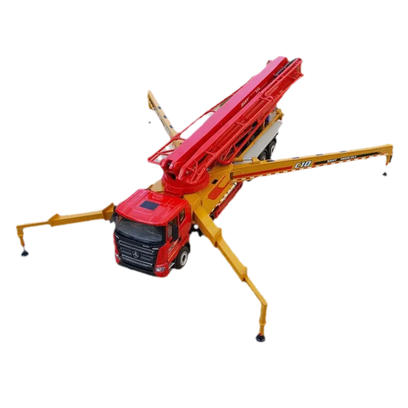 Original factory 1:35 SANY 5 Bridge 670C10 Diecast Pump truck model Alloy Engineering Mounted concrete mixer pump for gift