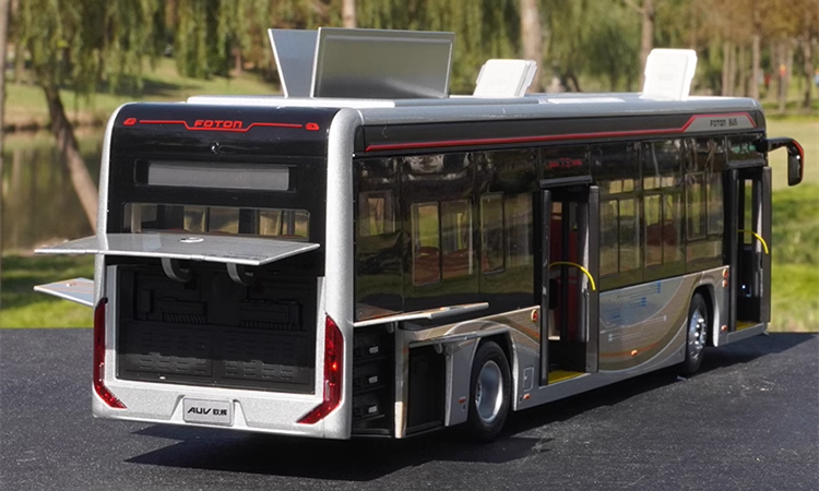 1:36 Foton BJ6129EVCA New Energy Electric Diecast Bus Model – Alloy City Bus Collectible with Lights & Openable Doors