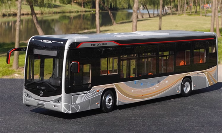 1:36 Foton BJ6129EVCA New Energy Electric Diecast Bus Model – Alloy City Bus Collectible with Lights & Openable Doors
