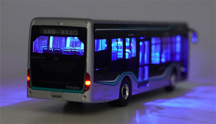 Original factory 1:42 Golden Dragon Weiblue  Azure New Energy City Bus Alloy Model with LED Lights – Collectible Diecast Simulation Bus for Display & Gift