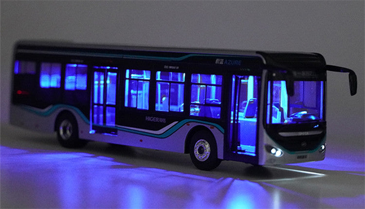 Original factory 1:42 Golden Dragon Weiblue  Azure New Energy City Bus Alloy Model with LED Lights – Collectible Diecast Simulation Bus for Display & Gift