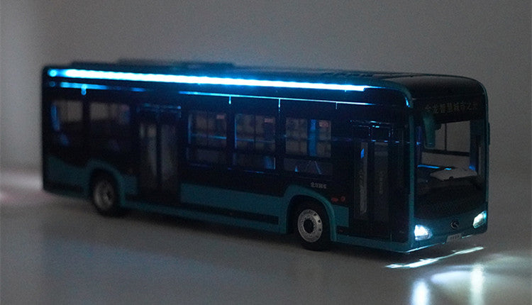 Original factory 1:42 Golden Dragon Weiblue  Azure New Energy City Bus Alloy Model with LED Lights – Collectible Diecast Simulation Bus for Display & Gift