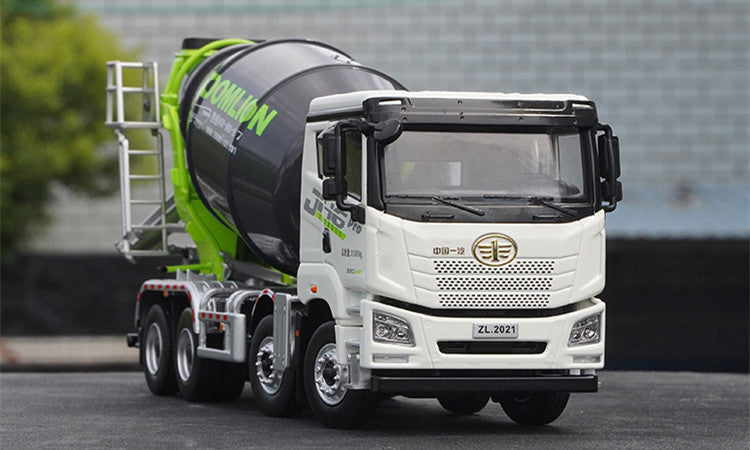 Original factory new release 1:38 Zoomlion Jiefang JH6 Pro concrete cement mixer alloy engineering truck model for sale