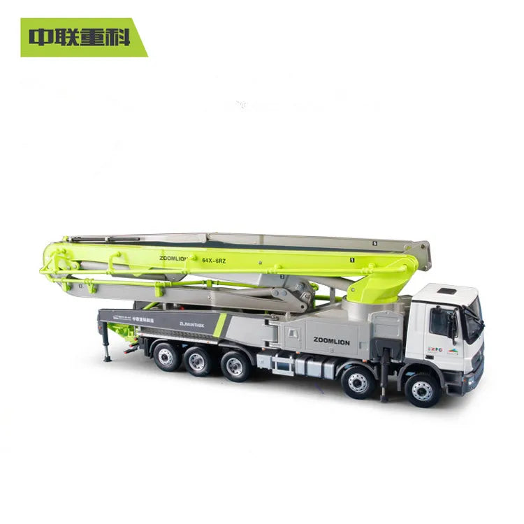Zoomlion 64X-6RZ Carbon Fiber Boom Concrete Pump Truck Model | 1:38 Diecast Alloy | Aurora Green Mercedes Chassis