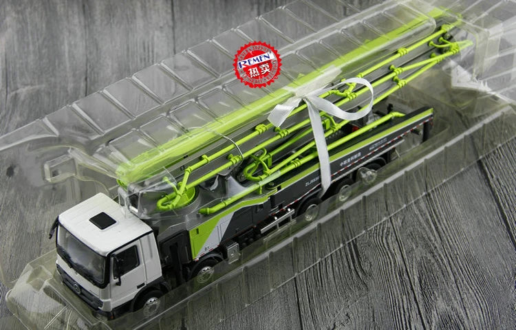 Zoomlion 64X-6RZ Carbon Fiber Boom Concrete Pump Truck Model | 1:38 Diecast Alloy | Aurora Green Mercedes Chassis
