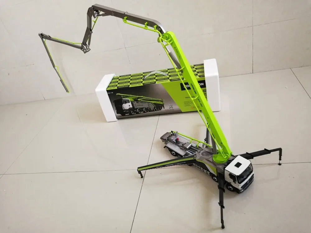 Zoomlion 64X-6RZ Carbon Fiber Boom Concrete Pump Truck Model | 1:38 Diecast Alloy | Aurora Green Mercedes Chassis