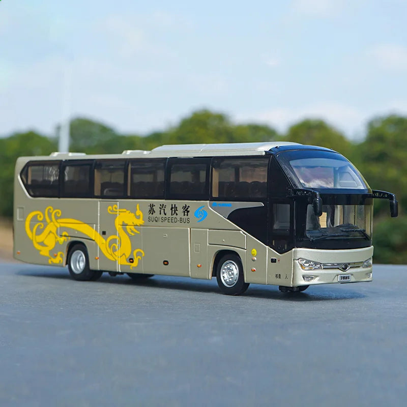 Original Factory 1:42 Original Yutong 6128 Suqi Express Diecast Coach Model – Diecast Alloy Highway Tour Bus Miniature for Gift