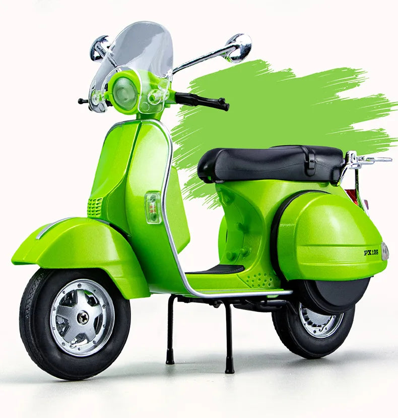 Original 1:10 Vespa 125 Classics Motorcycle Model Alloy Scooter Off Road Autocycle Simulation Collectibles for Gift, Toys