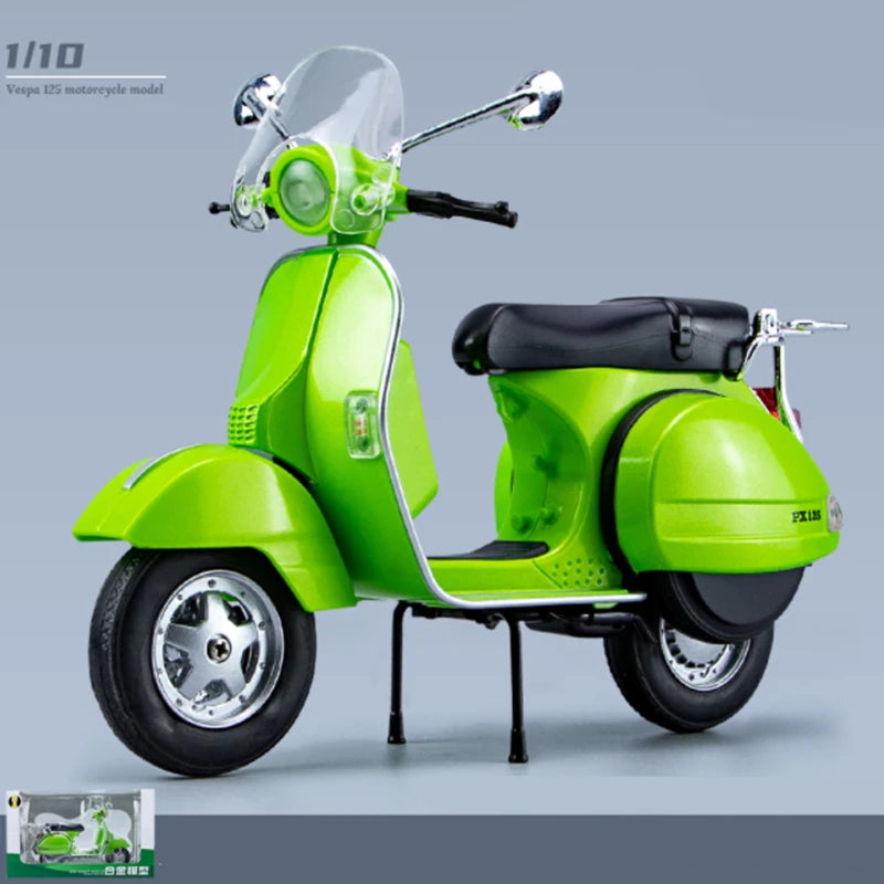 Original 1:10 Vespa 125 Classics Motorcycle Model Alloy Scooter Off Road Autocycle Simulation Collectibles for Gift, Toys