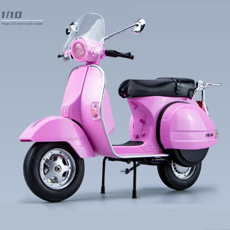 Original 1:10 Vespa 125 Classics Motorcycle Model Alloy Scooter Off Road Autocycle Simulation Collectibles for Gift, Toys