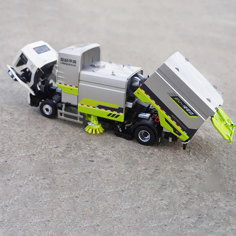 Zoomlion Yingfeng Environment 18-ton New Energy1:38 Alloy Street Sweeper Truck Model, New Energy Sanitation Vehicle Replica