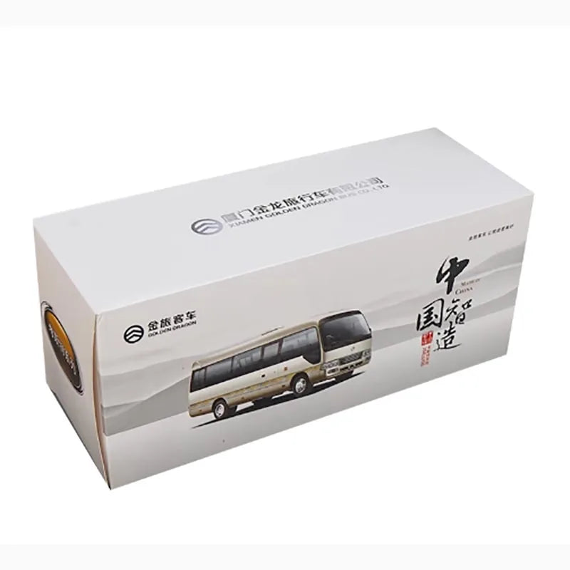 Original Factory 1:24 Golden Dragon Diecast Minibus Model, Alloy Mid-size Collectible Coach Miniature for Gift, Promotion