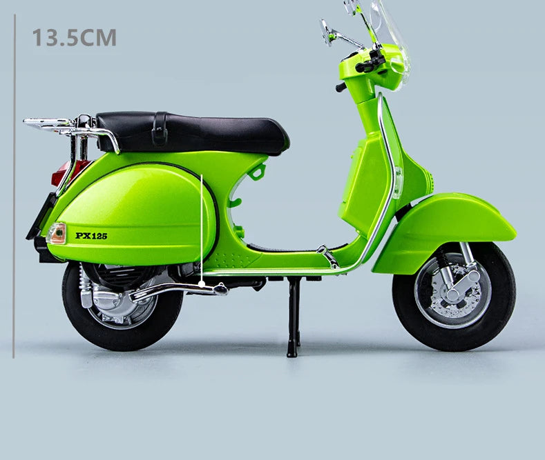 Original 1:10 Vespa 125 Classics Motorcycle Model Alloy Scooter Off Road Autocycle Simulation Collectibles for Gift, Toys