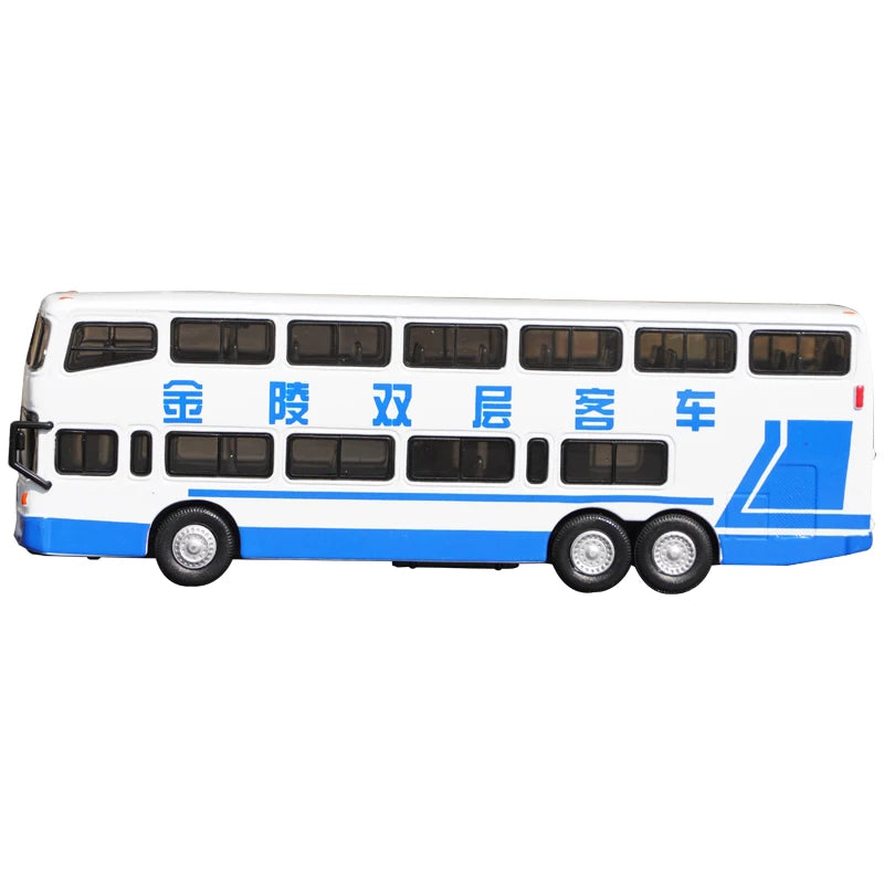 1:76 Nanjing Jinling Double Decker Diecast Bus Model – Limited Collector Edition Imitation Alloy Bus Model Toys for Collection, Display