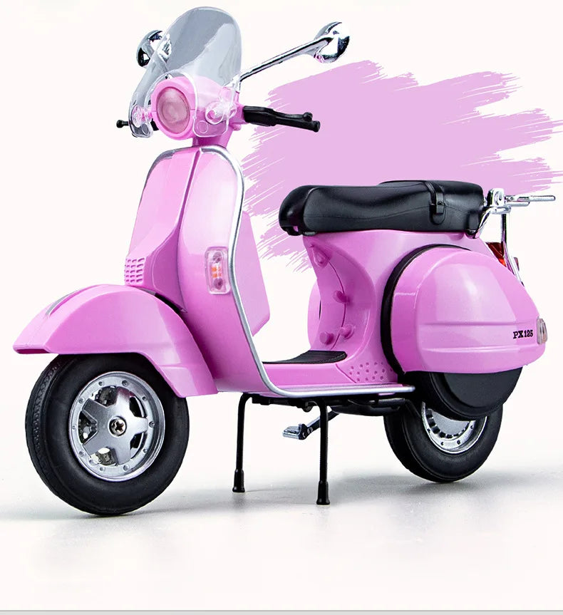 Original 1:10 Vespa 125 Classics Motorcycle Model Alloy Scooter Off Road Autocycle Simulation Collectibles for Gift, Toys