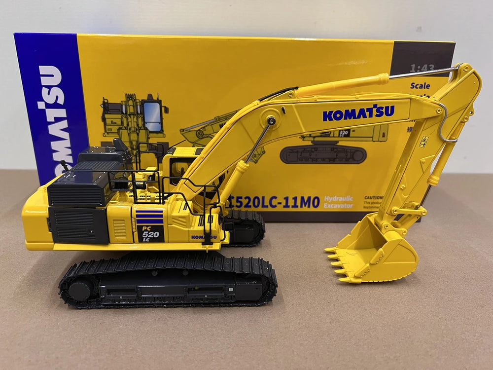 Original Authentic 1:43 Komatsu PC520LC-11M0 Excavator Model | Rotating Construction Machine Replica for Display, Gift
