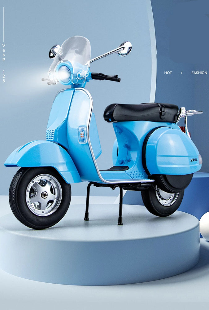 Original 1:10 Vespa 125 Classics Motorcycle Model Alloy Scooter Off Road Autocycle Simulation Collectibles for Gift, Toys
