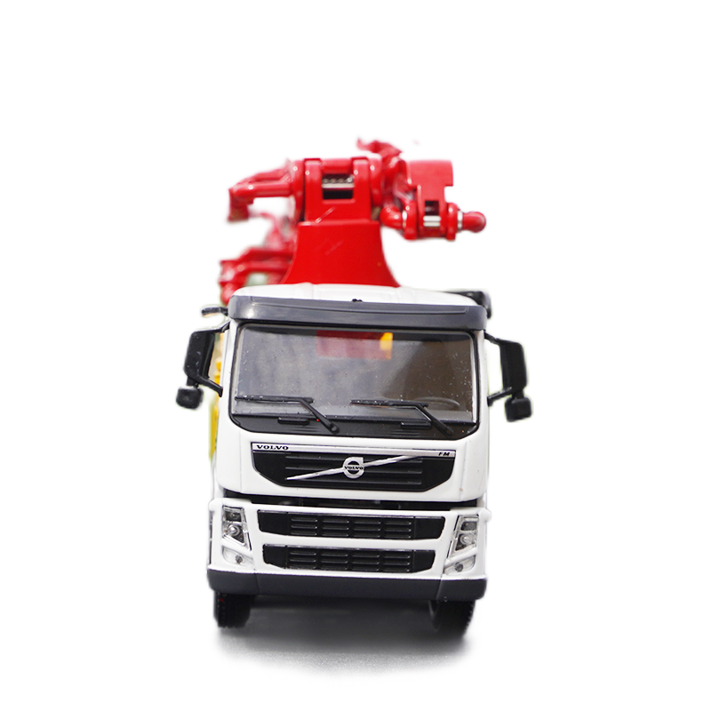 High-Fidelity 1:50 SANY Volvo 62M Diecast Concrete Pump Truck Model - Alloy Volvo Engineering Vehicle with Extendable Boom & Rotating Cabin