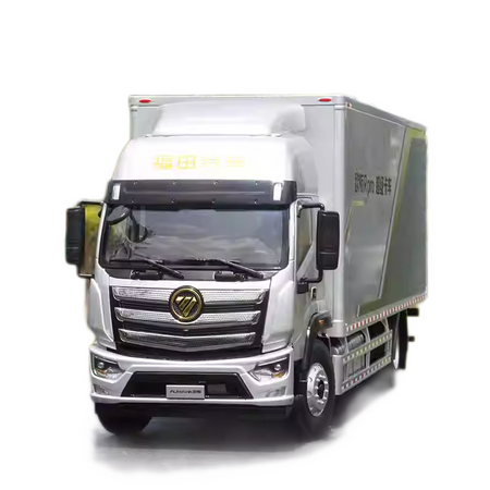 1:23 Scale Foton Auman Diecast Box Truck Model, alloy Heavy-Duty Logistics Cargo Truck miniature for gift, collection