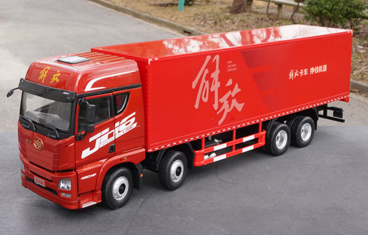 Original factory 1:24 FAW Jiefang JH6 diecast container truck model JH6 van truck alloy model for gift