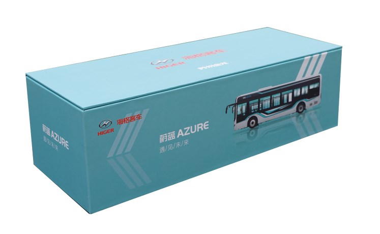 Original factory 1:42 Golden Dragon Weiblue Azure diecast alloy bus model with lamps for gift, collection