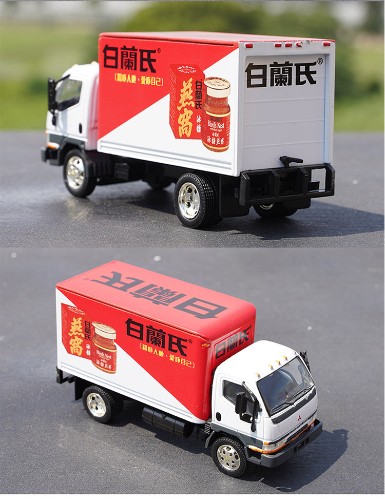 Original factory 1:53 General Model Mitsu bishi FUSO Diecast HK light truck advertising alloy van truck model for gift