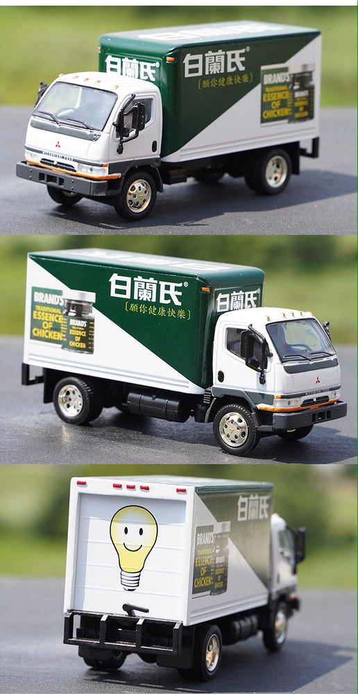 Original factory 1:53 General Model Mitsu bishi FUSO Diecast HK light truck advertising alloy van truck model for gift