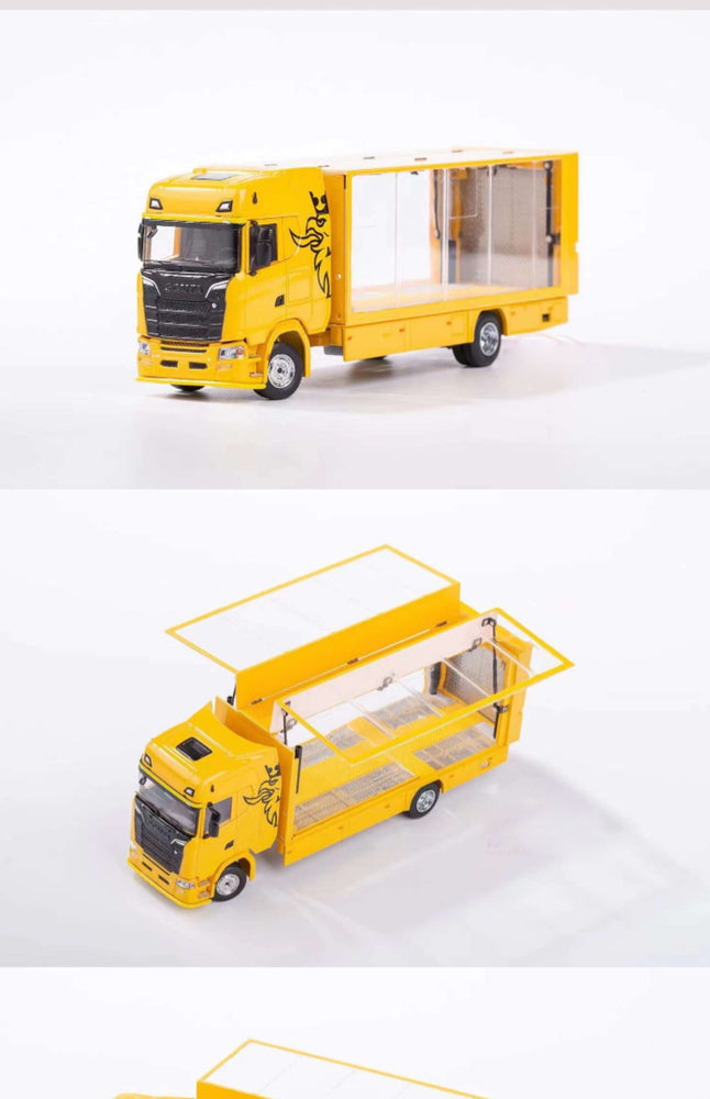 Gcd yellow 1:64 Scania Euroji transparent car models alloy transport vehicle truck models for decoration, gift