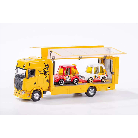 Gcd yellow 1:64 Scania Euroji transparent car models alloy transport vehicle truck models for decoration, gift