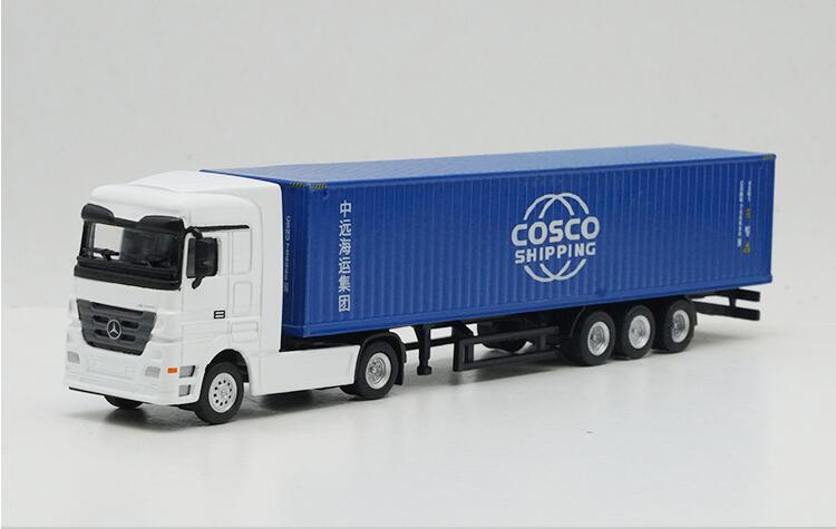 1:87 Benz truck model alloy transport logistics container small truck models metal shipping container for gift, toys